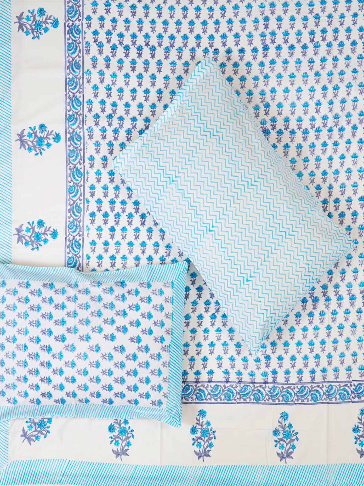hand block small butti printed bedsheet