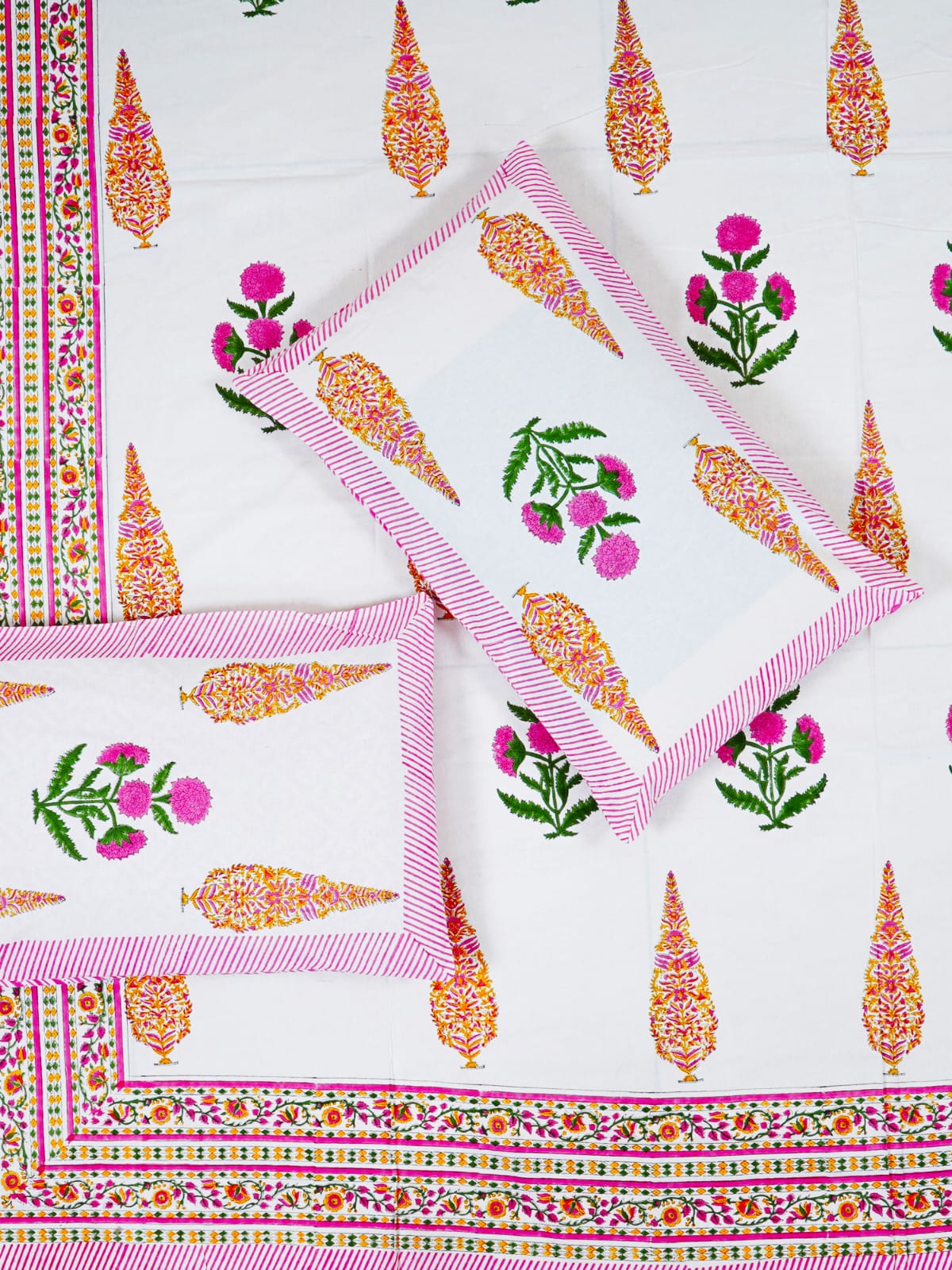 organic hand block mugal butta  printed bedsheet