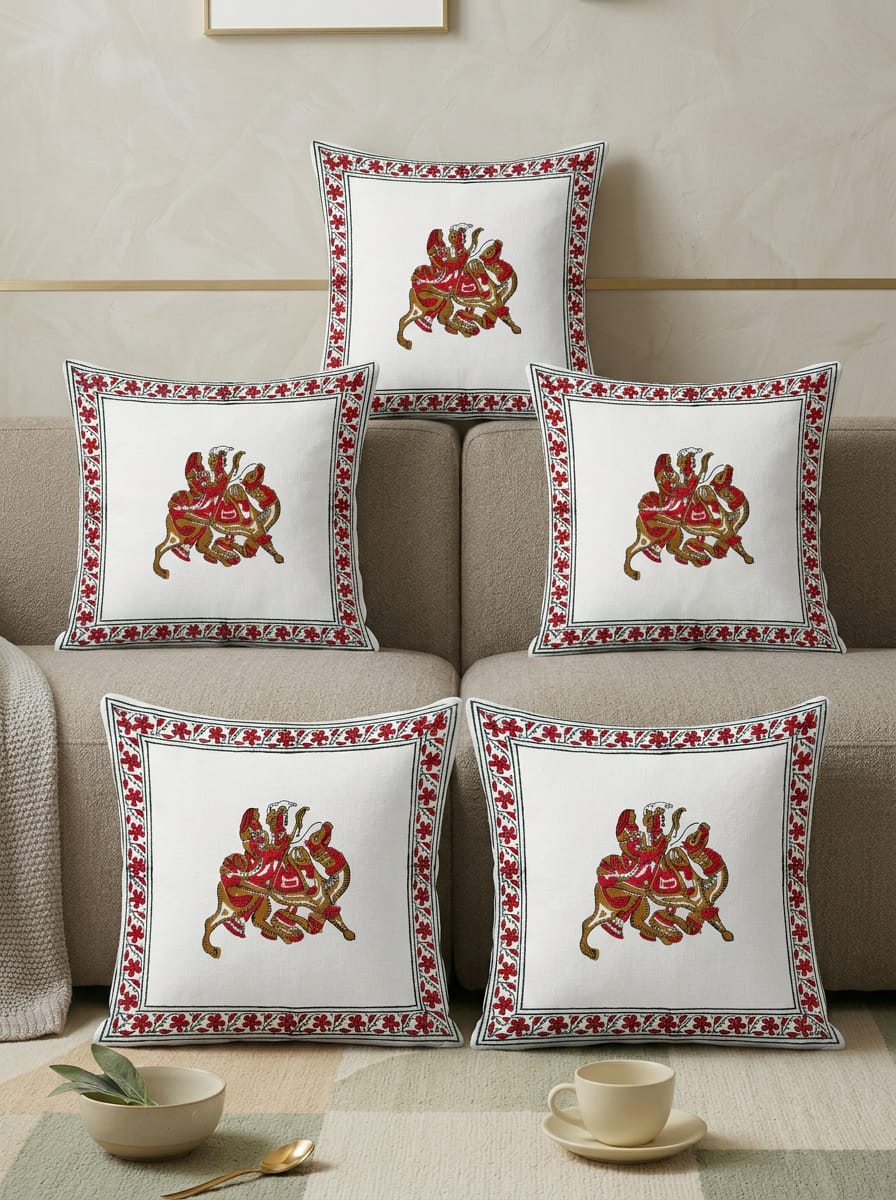 Hand Block Printed Jaipuri Cushion Cover