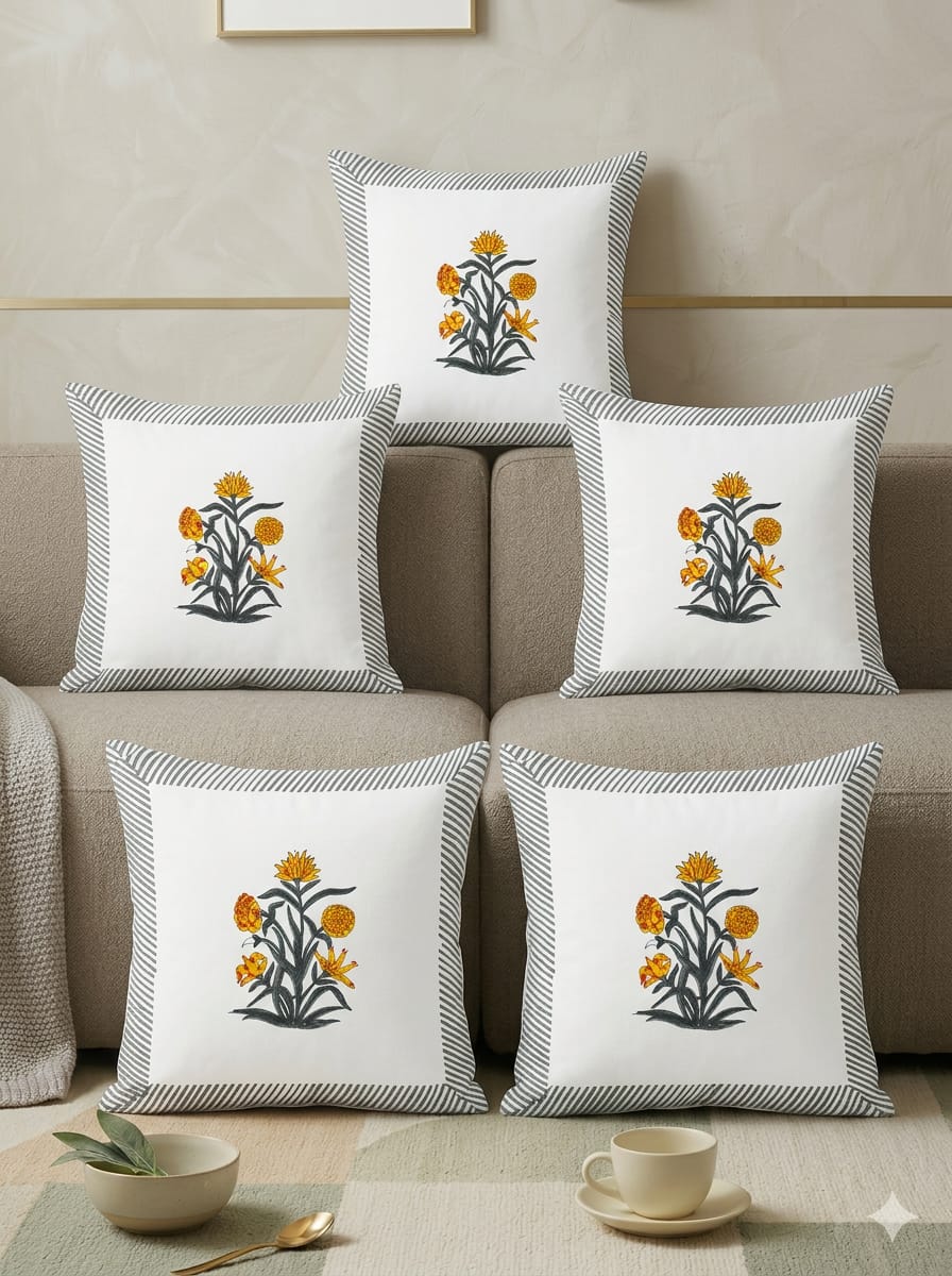 Hand Block Printed Jaipuri Cushion Cover