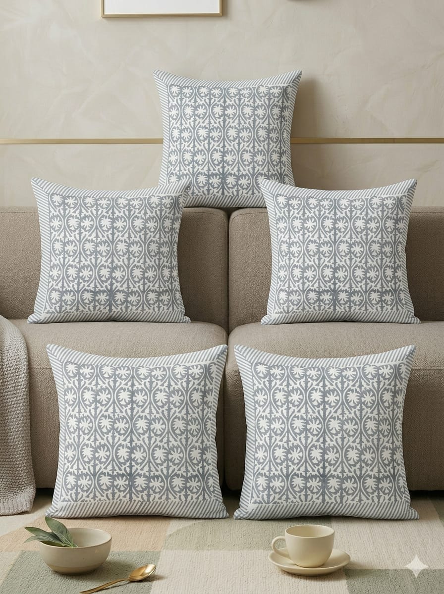 Hand Block Printed Jaipuri Cushion Cover