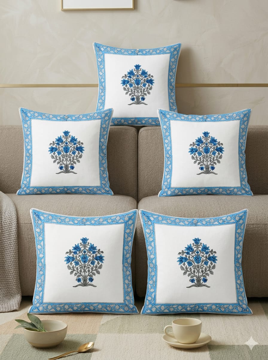 Hand Block Printed Jaipuri Cushion Cover