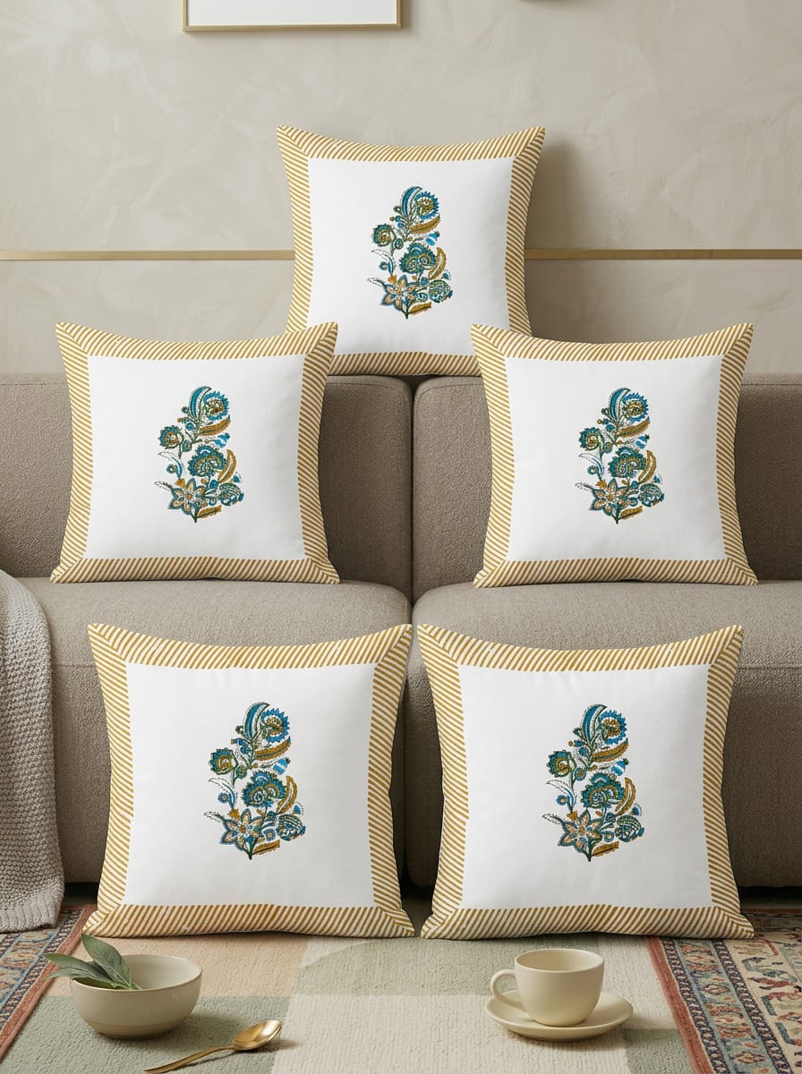 Hand Block Printed Jaipuri Cushion Cover