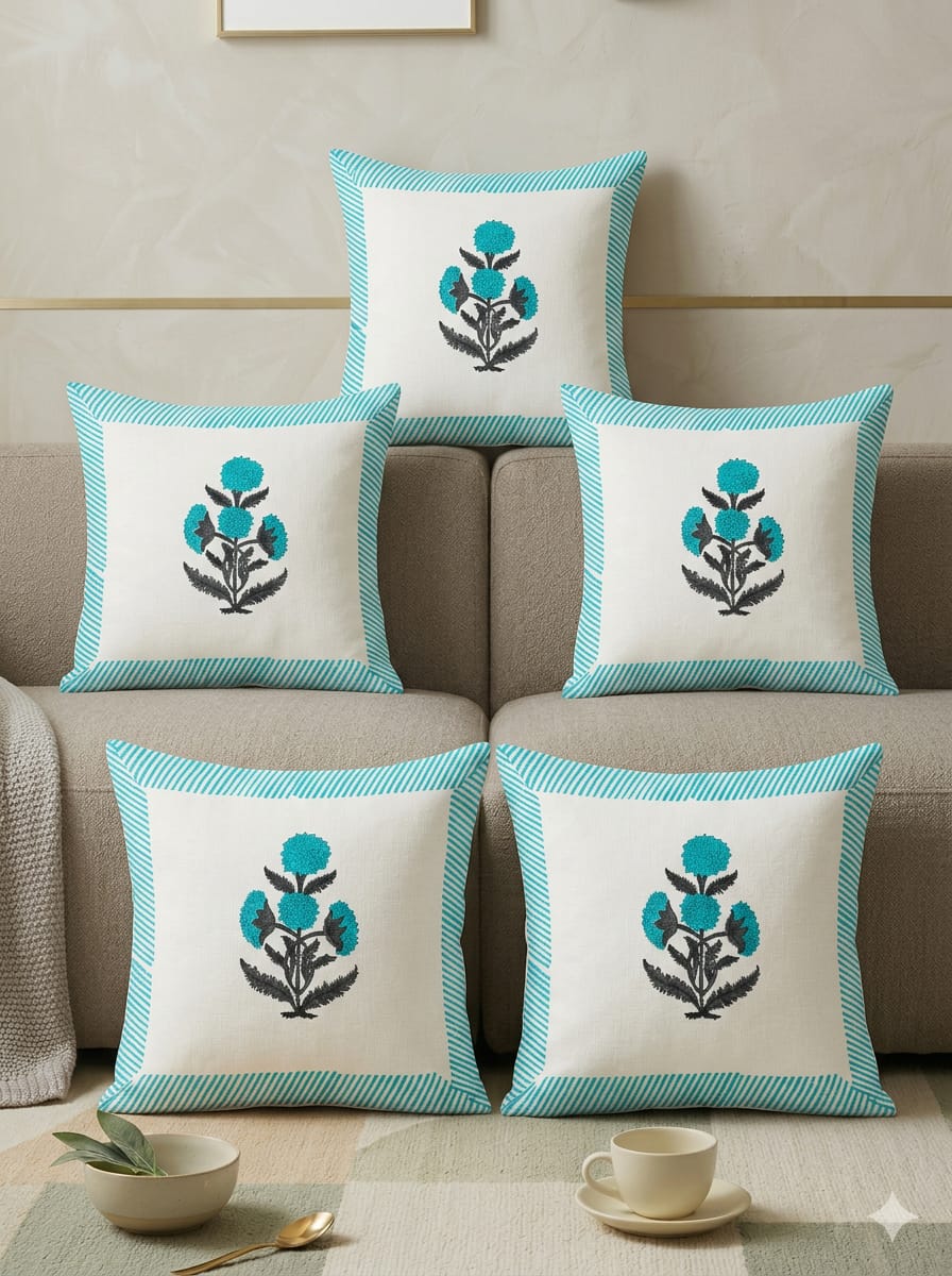 Hand Block Printed Jaipuri Cushion Cover