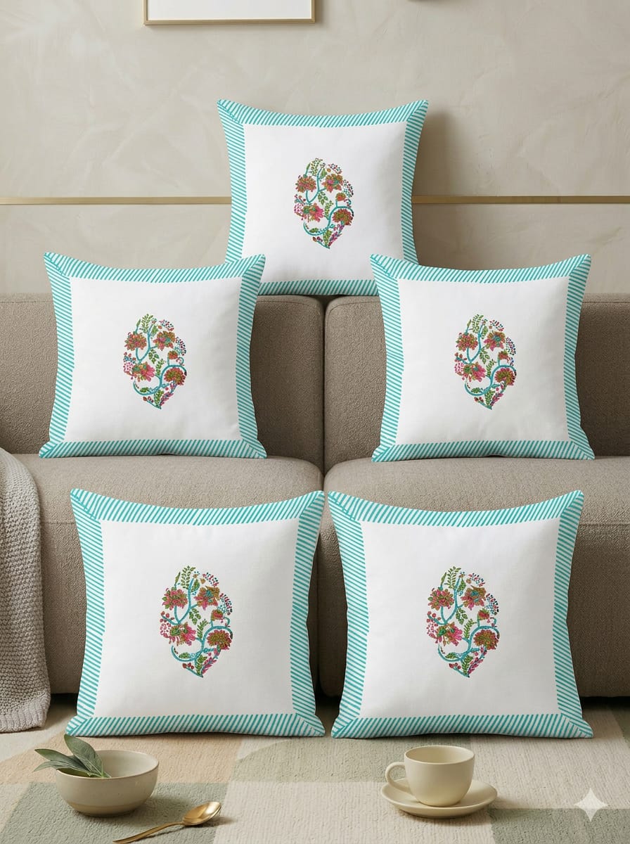 Hand Block Printed Jaipuri Cushion Cover