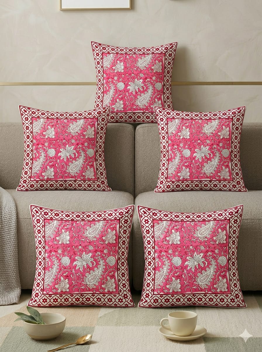 Hand Block Printed Jaipuri Cushion Cover