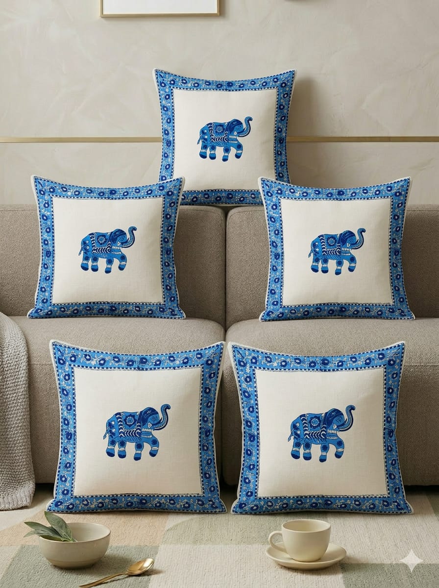 Hand Block Printed Jaipuri Cushion Cover