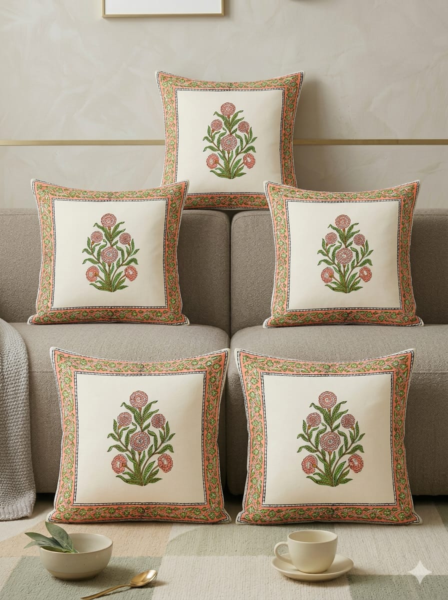 Hand Block Printed Jaipuri Cushion Cover