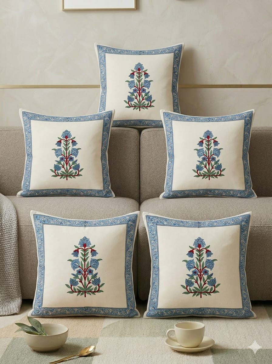Hand Block Printed Jaipuri Cushion Cover