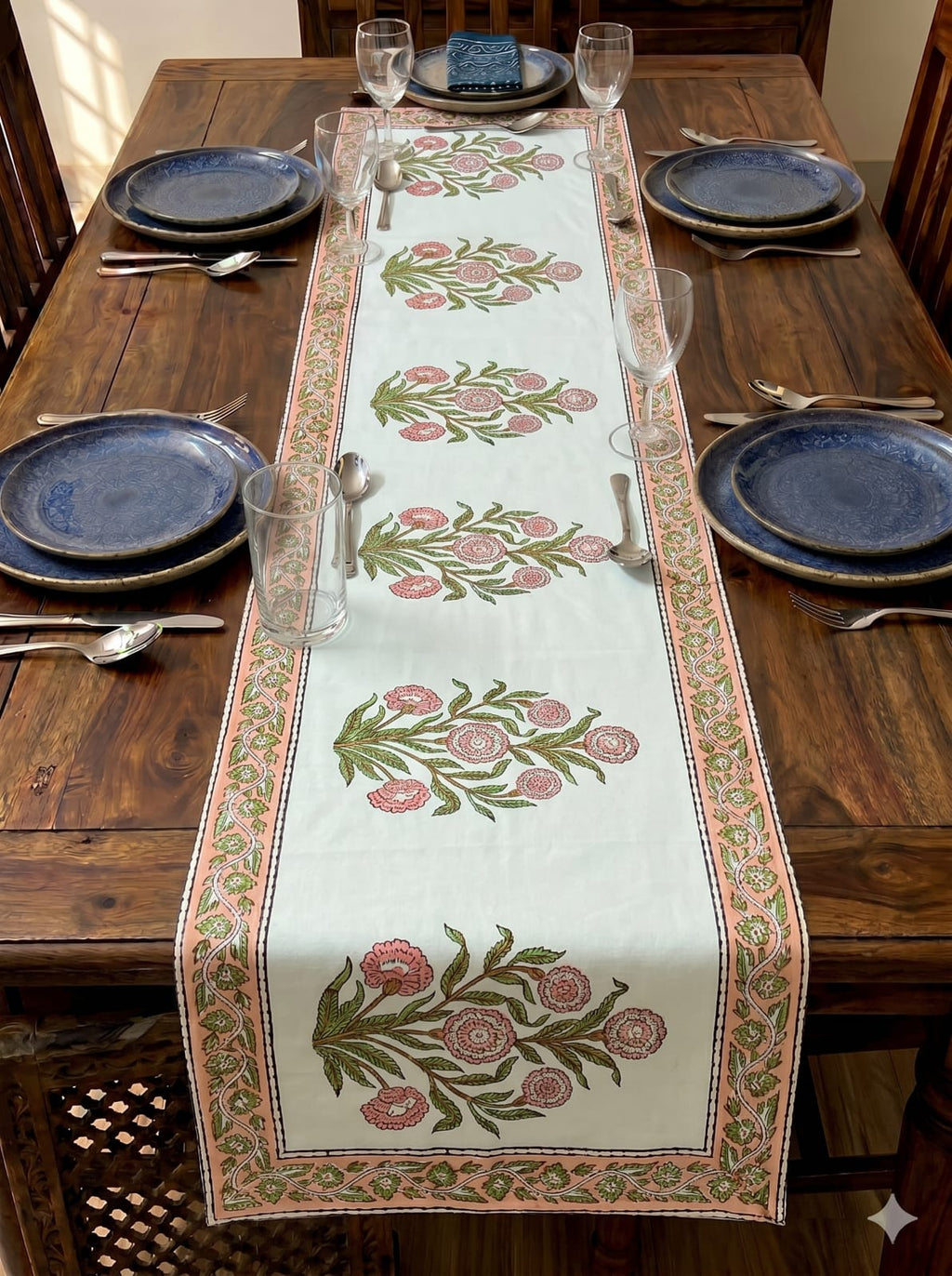 Hand Block Printed Jaipuri Table Runner