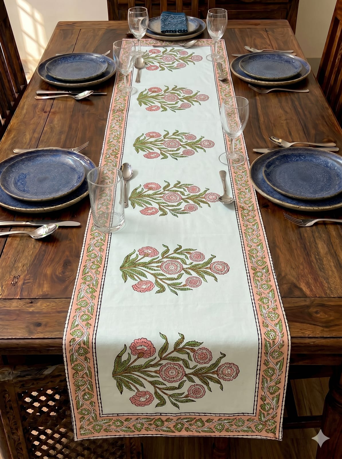 Hand Block Printed Jaipuri Table Runner