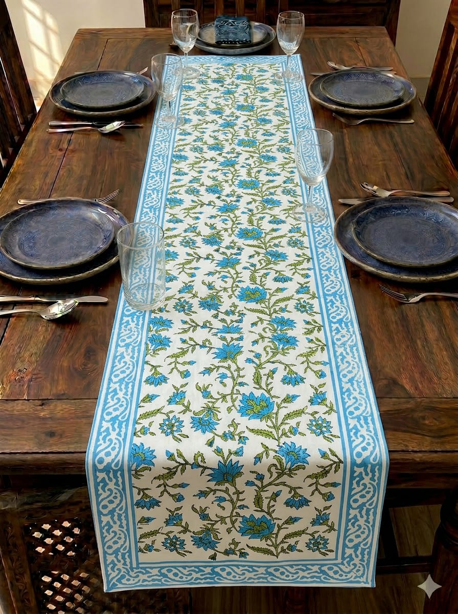 Hand Block Printed Jaipuri Table Runner