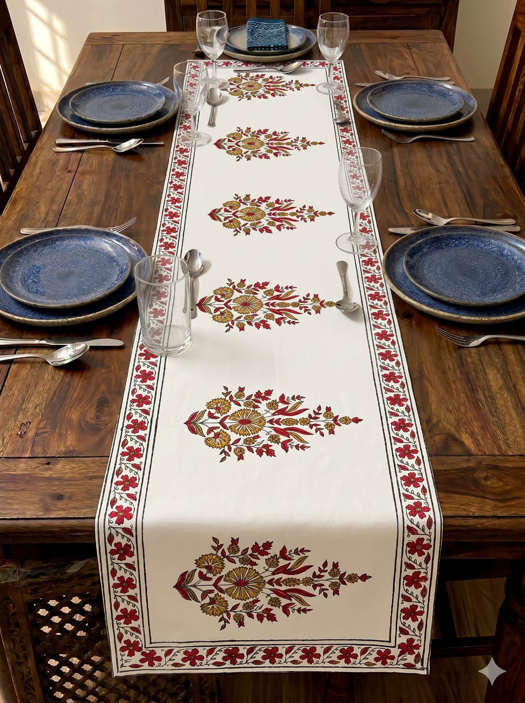 Hand Block Printed Jaipuri Table Runner