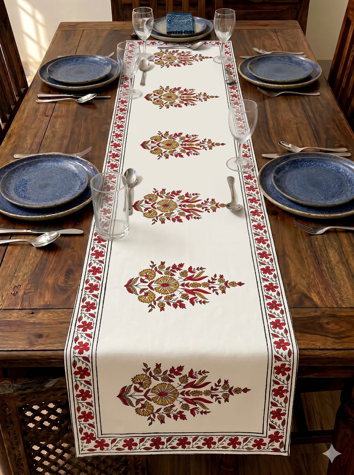 Hand Block Printed Jaipuri Table Runner