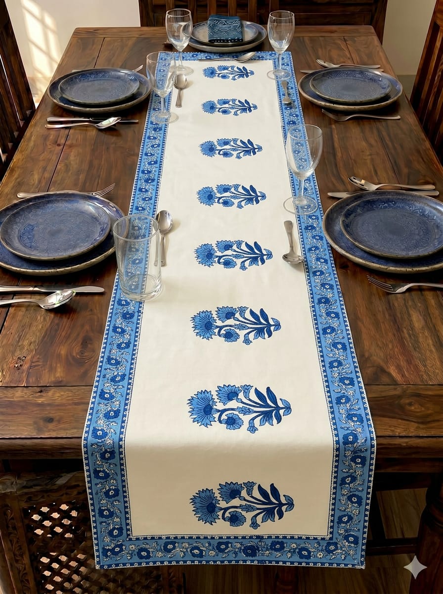 Hand Block Printed Jaipuri Table Runner