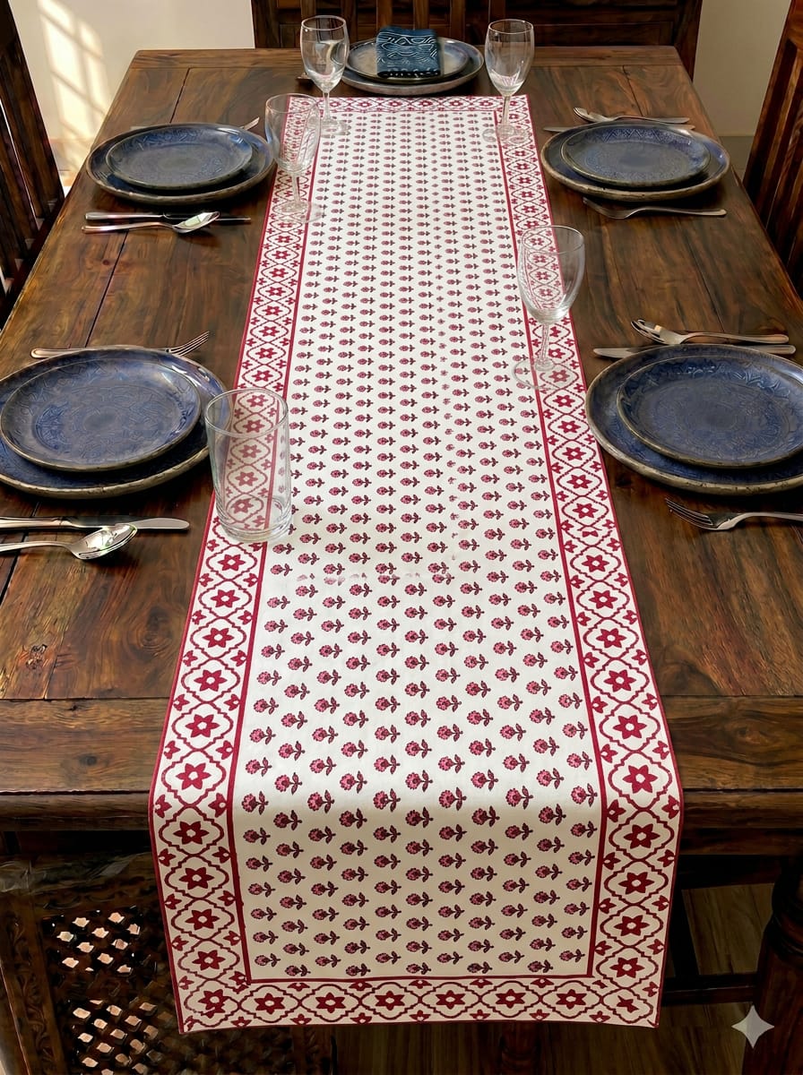 Hand Block Printed Jaipuri Table Runner